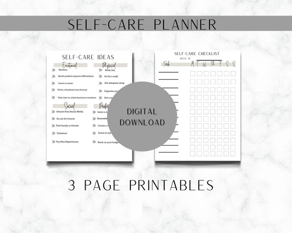 Self-care Planner for mental health and wellness, Daily well-being mindfulness gift, undated checklist, Goodnotes, Ipad planner